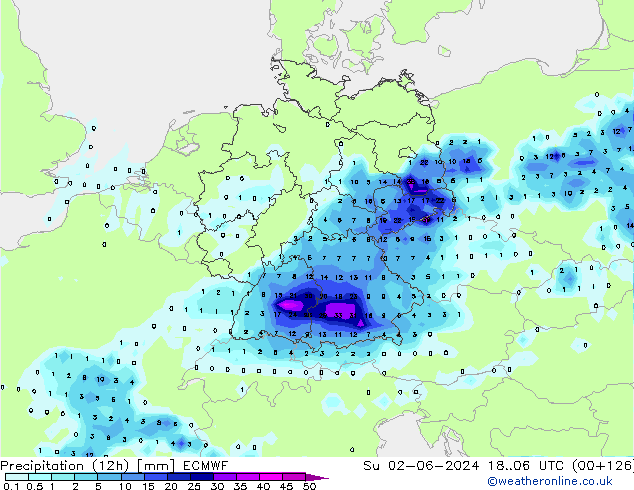 Precipitación (12h) ECMWF dom 02.06.2024 06 UTC