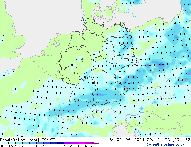 Yağış ECMWF Paz 02.06.2024 12 UTC