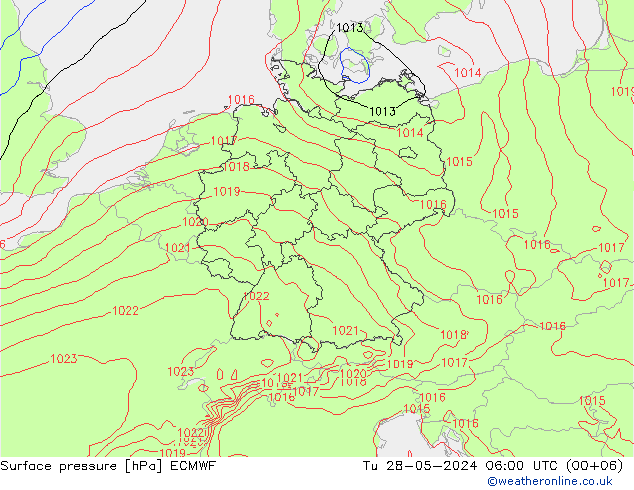 Bodendruck ECMWF Di 28.05.2024 06 UTC