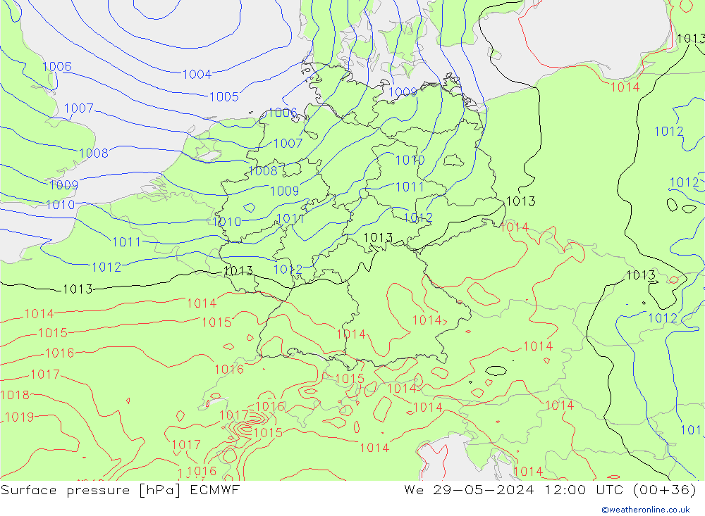 Yer basıncı ECMWF Çar 29.05.2024 12 UTC