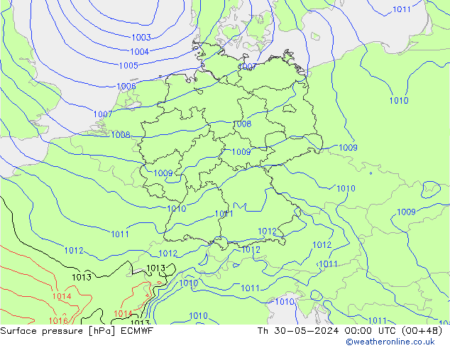 Surface pressure ECMWF Th 30.05.2024 00 UTC