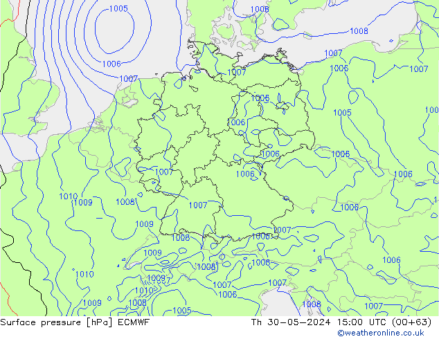 ciśnienie ECMWF czw. 30.05.2024 15 UTC