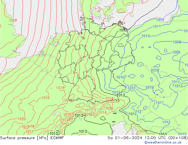 Pressione al suolo ECMWF sab 01.06.2024 12 UTC