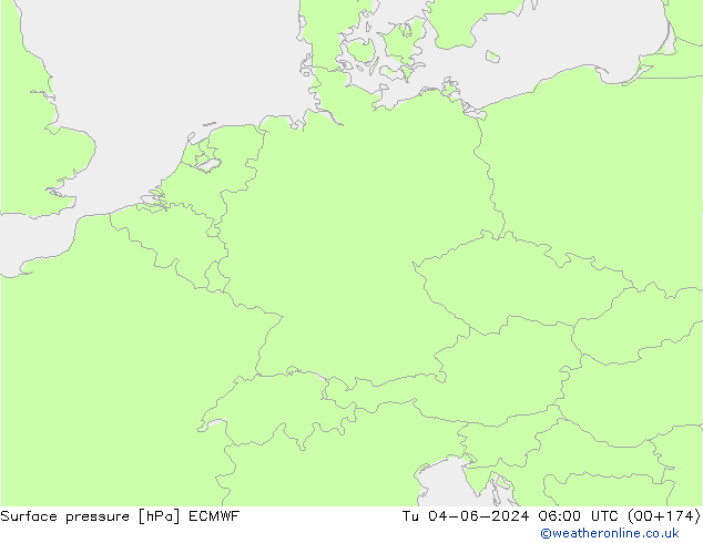 Surface pressure ECMWF Tu 04.06.2024 06 UTC