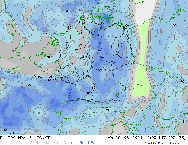 RH 700 hPa ECMWF St 29.05.2024 12 UTC