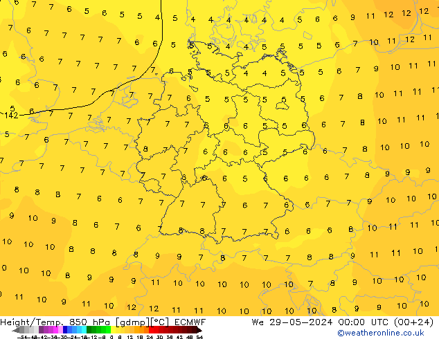 Z500/Rain (+SLP)/Z850 ECMWF We 29.05.2024 00 UTC