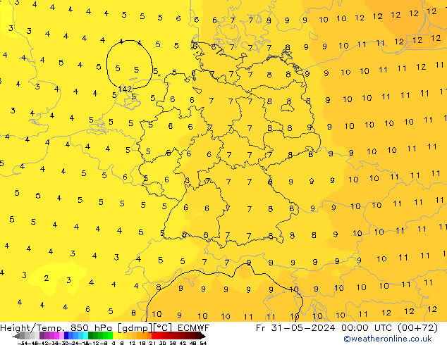 Z500/Rain (+SLP)/Z850 ECMWF Fr 31.05.2024 00 UTC