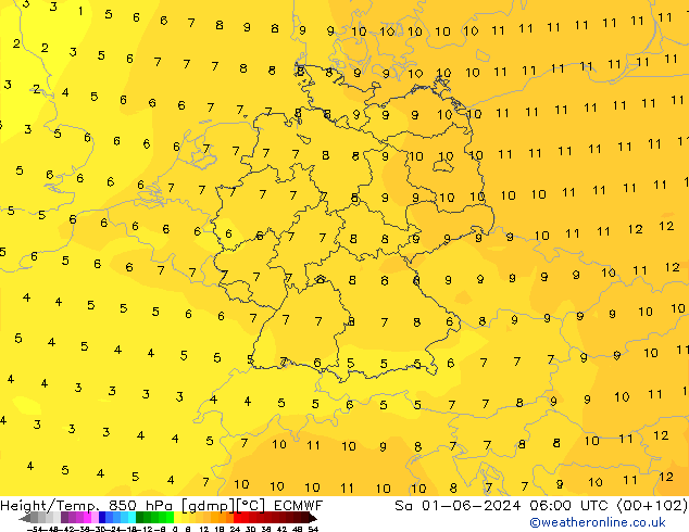 Z500/Rain (+SLP)/Z850 ECMWF Sa 01.06.2024 06 UTC