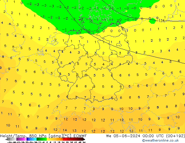 Z500/Regen(+SLP)/Z850 ECMWF wo 05.06.2024 00 UTC