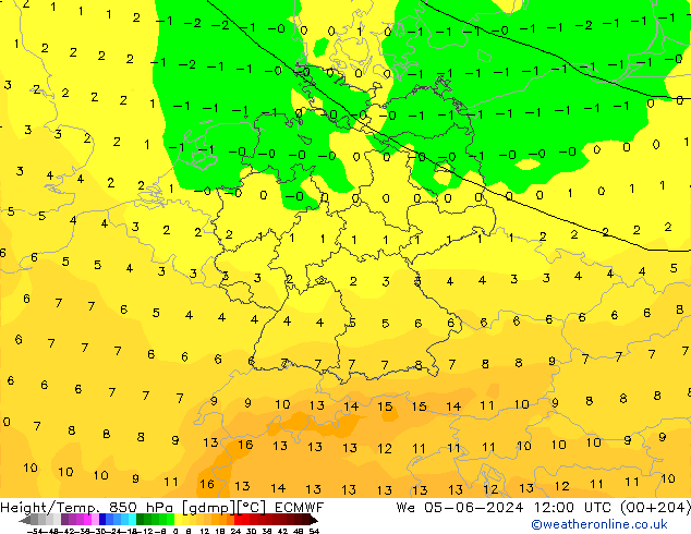 Z500/Rain (+SLP)/Z850 ECMWF We 05.06.2024 12 UTC