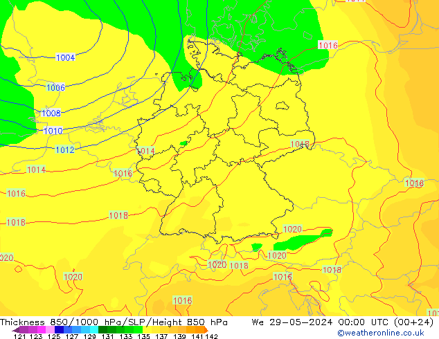 Thck 850-1000 hPa ECMWF We 29.05.2024 00 UTC