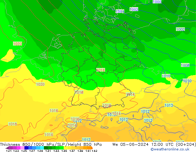 850-1000 hPa Kalınlığı ECMWF Çar 05.06.2024 12 UTC