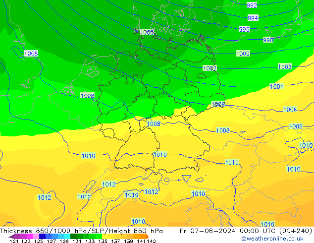 Thck 850-1000 hPa ECMWF Pá 07.06.2024 00 UTC