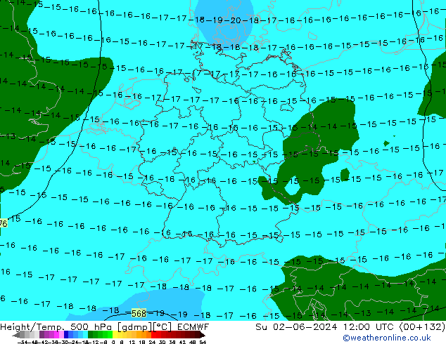 Z500/Rain (+SLP)/Z850 ECMWF dom 02.06.2024 12 UTC