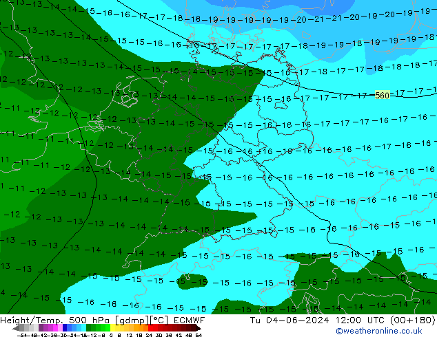 Z500/Rain (+SLP)/Z850 ECMWF Tu 04.06.2024 12 UTC