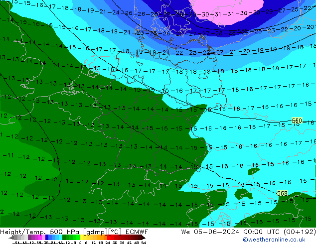 Z500/Regen(+SLP)/Z850 ECMWF wo 05.06.2024 00 UTC