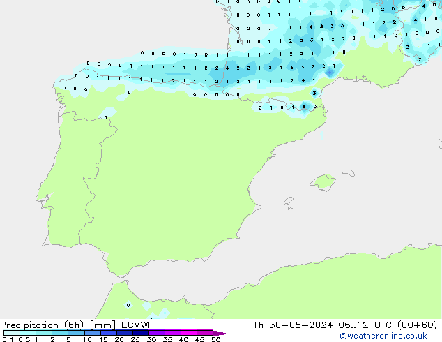 Z500/Rain (+SLP)/Z850 ECMWF Th 30.05.2024 12 UTC