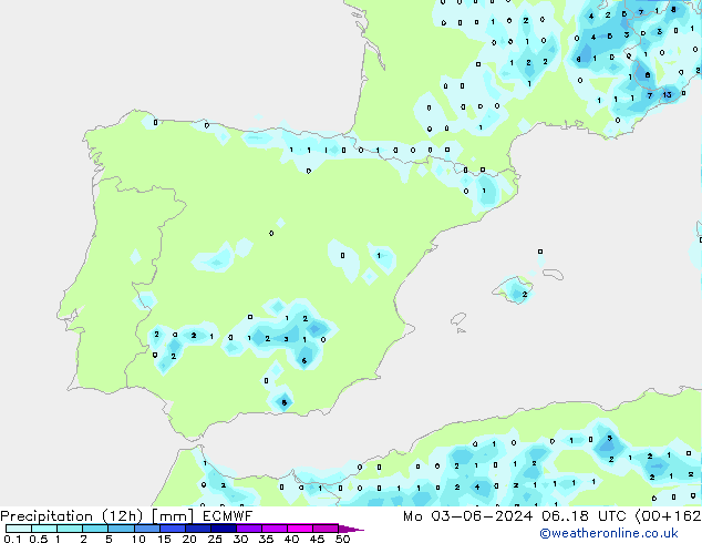 Yağış (12h) ECMWF Pzt 03.06.2024 18 UTC