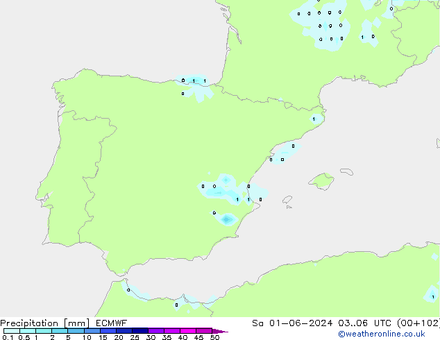 precipitação ECMWF Sáb 01.06.2024 06 UTC