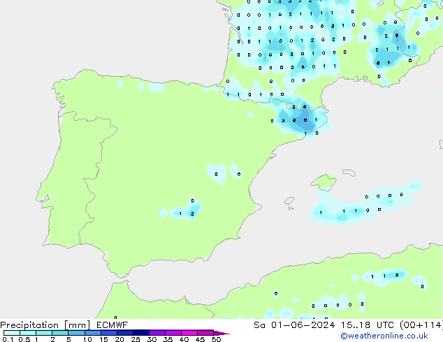 Niederschlag ECMWF Sa 01.06.2024 18 UTC