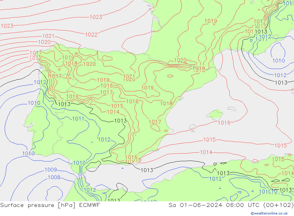 Yer basıncı ECMWF Cts 01.06.2024 06 UTC