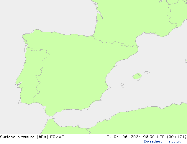 pressão do solo ECMWF Ter 04.06.2024 06 UTC