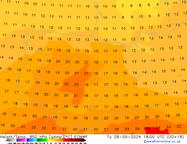 Z500/Rain (+SLP)/Z850 ECMWF  28.05.2024 18 UTC