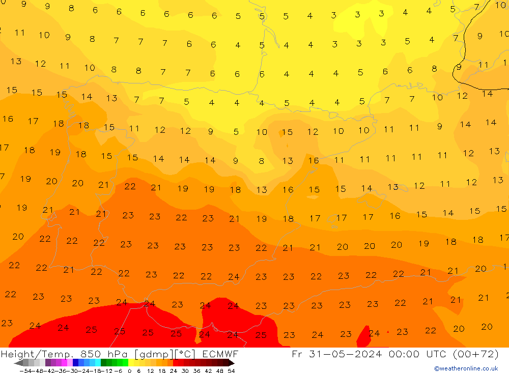 Z500/Rain (+SLP)/Z850 ECMWF Fr 31.05.2024 00 UTC