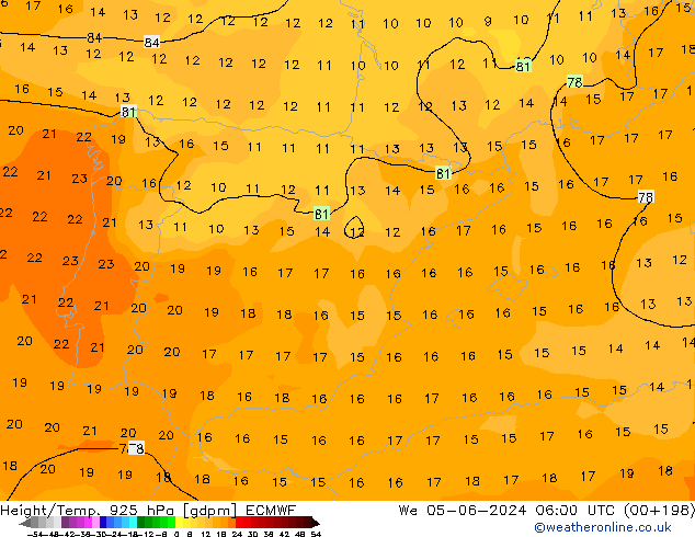 Height/Temp. 925 hPa ECMWF We 05.06.2024 06 UTC