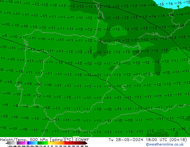 Z500/Regen(+SLP)/Z850 ECMWF di 28.05.2024 18 UTC