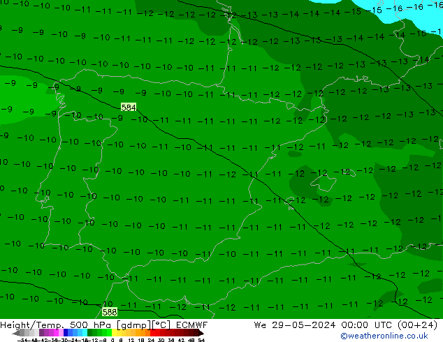 Z500/Rain (+SLP)/Z850 ECMWF We 29.05.2024 00 UTC