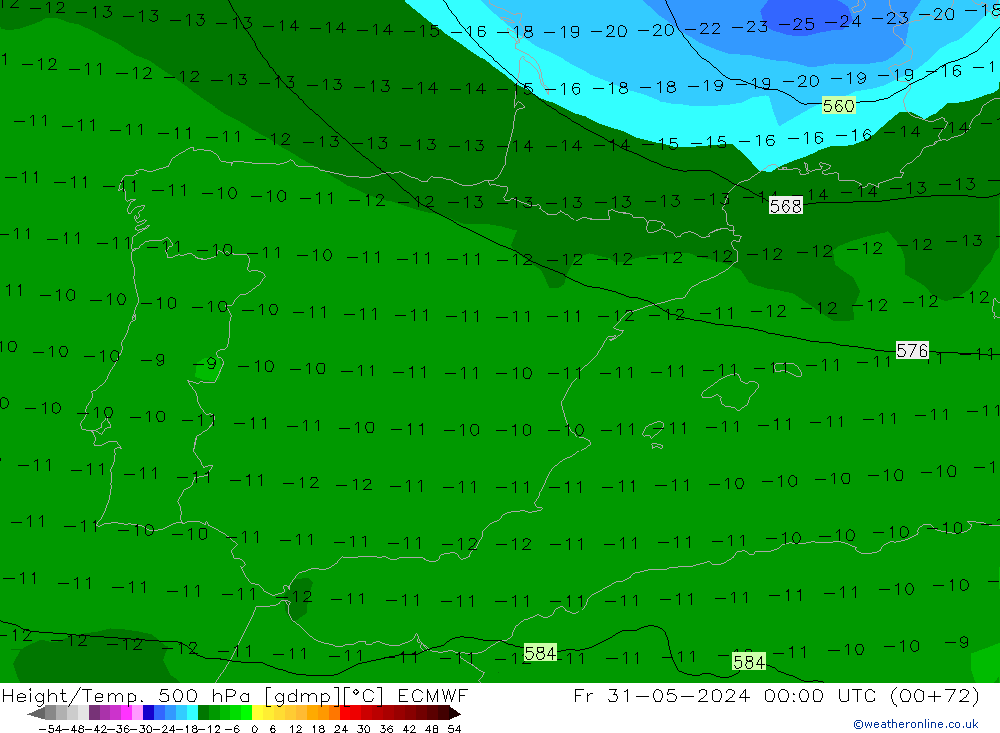 Z500/Rain (+SLP)/Z850 ECMWF Fr 31.05.2024 00 UTC