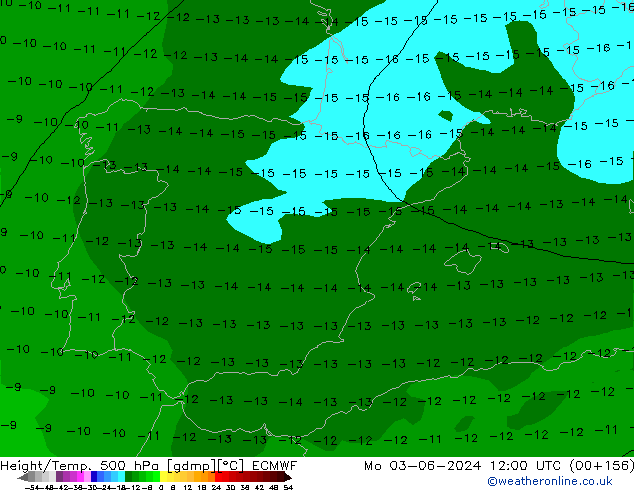 Geop./Temp. 500 hPa ECMWF lun 03.06.2024 12 UTC