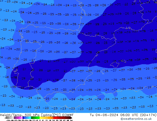 Z500/Rain (+SLP)/Z850 ECMWF Ter 04.06.2024 06 UTC