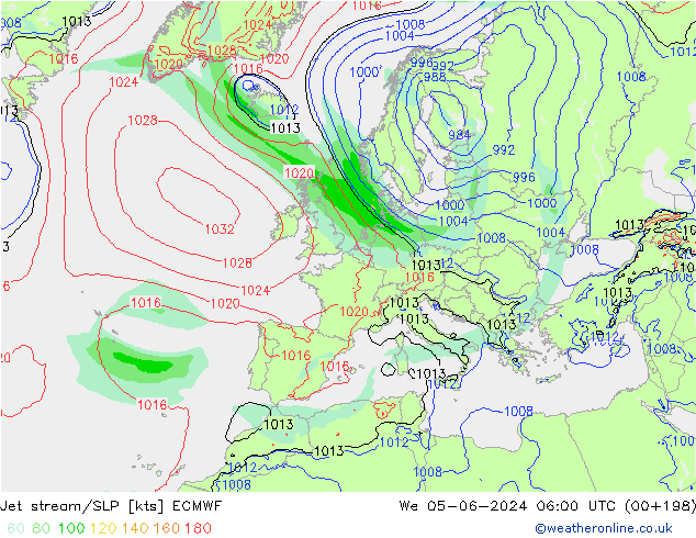 Courant-jet ECMWF mer 05.06.2024 06 UTC