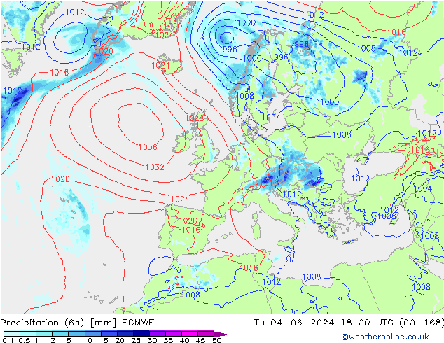 Z500/Rain (+SLP)/Z850 ECMWF Tu 04.06.2024 00 UTC