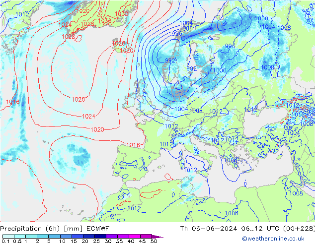 Z500/Yağmur (+YB)/Z850 ECMWF Per 06.06.2024 12 UTC