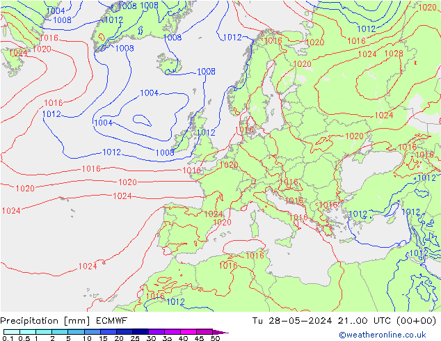 осадки ECMWF вт 28.05.2024 00 UTC