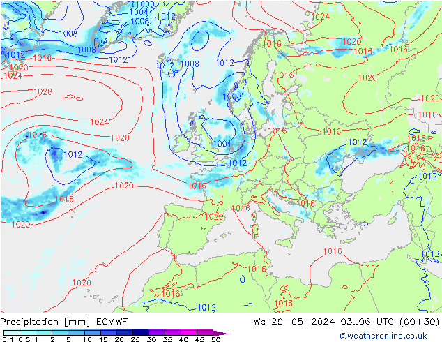 Precipitation ECMWF We 29.05.2024 06 UTC