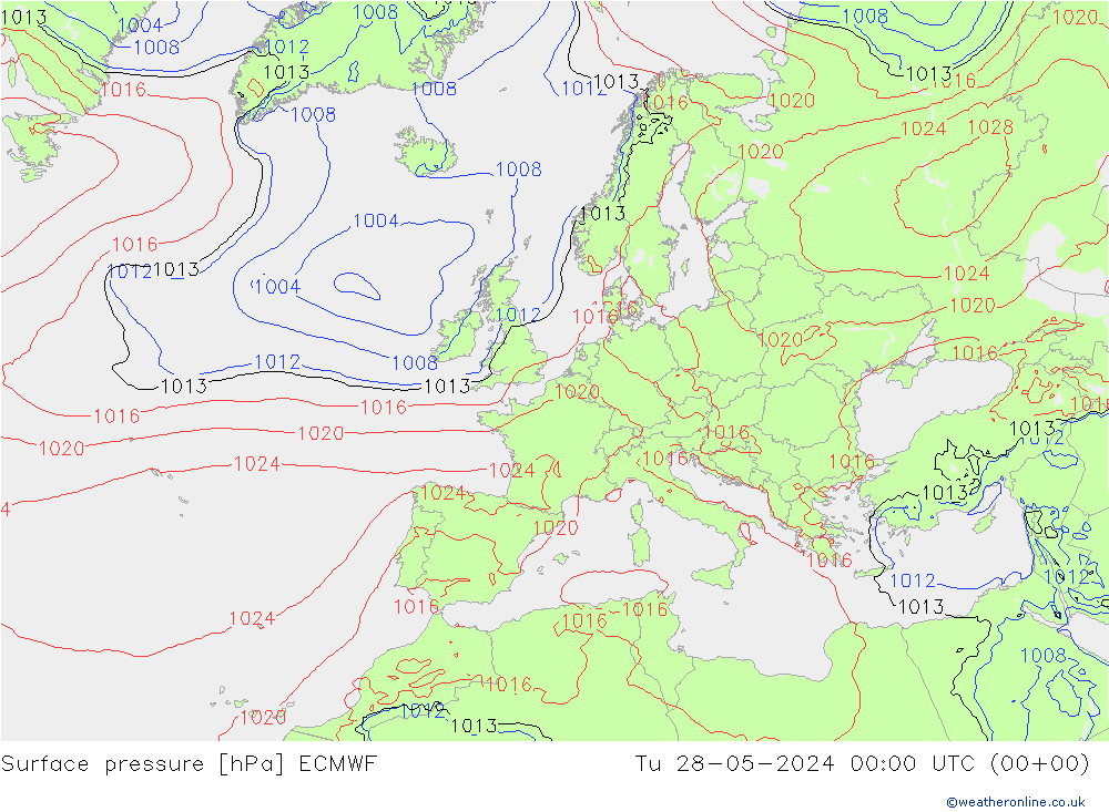 Yer basıncı ECMWF Sa 28.05.2024 00 UTC