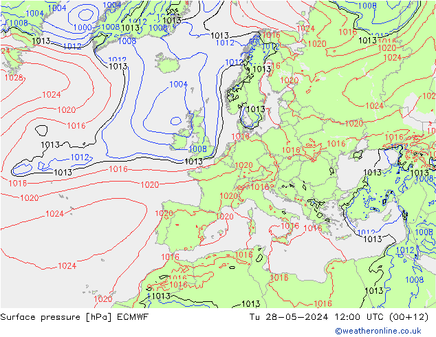 Yer basıncı ECMWF Sa 28.05.2024 12 UTC