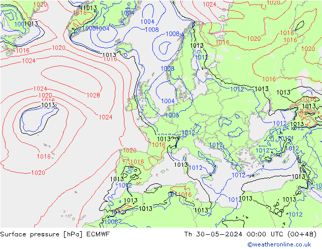 Surface pressure ECMWF Th 30.05.2024 00 UTC