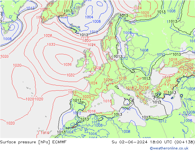 Surface pressure ECMWF Su 02.06.2024 18 UTC