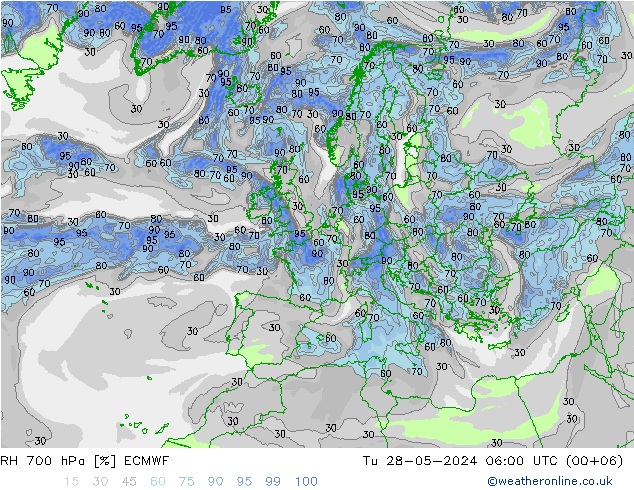 700 hPa Nispi Nem ECMWF Sa 28.05.2024 06 UTC