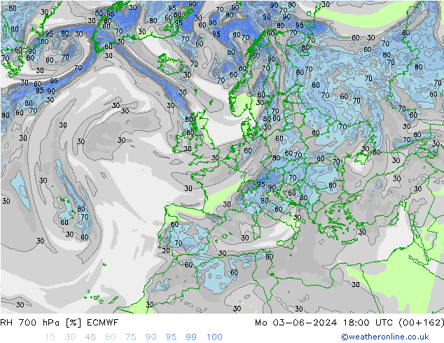 RH 700 hPa ECMWF Mo 03.06.2024 18 UTC