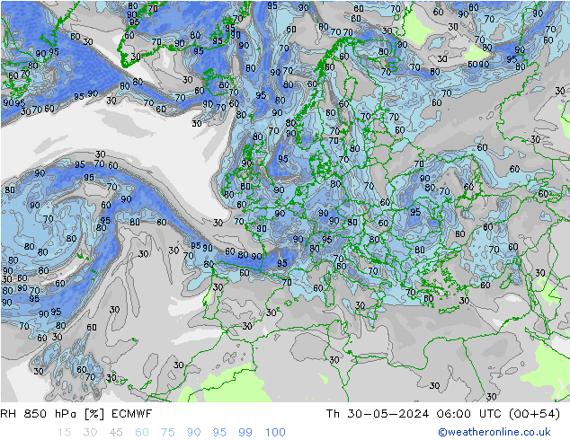 RV 850 hPa ECMWF do 30.05.2024 06 UTC