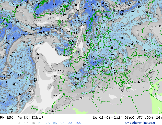 RH 850 hPa ECMWF So 02.06.2024 06 UTC