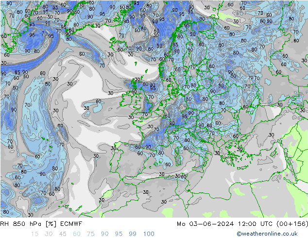 RH 850 hPa ECMWF Mo 03.06.2024 12 UTC