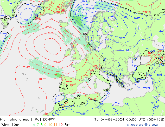 High wind areas ECMWF mar 04.06.2024 00 UTC