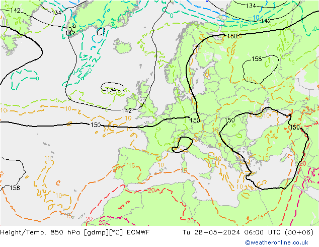 Z500/Rain (+SLP)/Z850 ECMWF 星期二 28.05.2024 06 UTC
